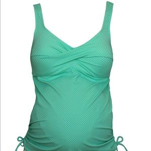 Prego Maternity Polka Dot 2 Piece Swimsuit Tankini XS S M L XL NWT Teal Aqua